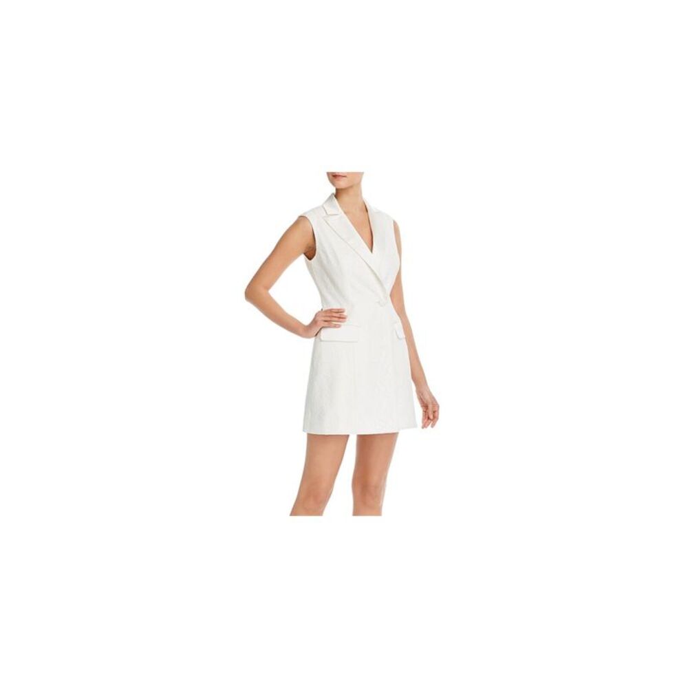 JAY GODFREY Womens Wrap Dress Mini Fitted Sleeveless Faux Pockets Button Up